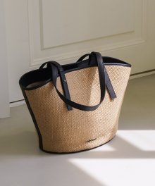 Rotin Basket bag_rattan leather black