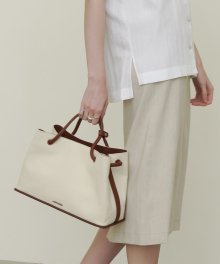 Bene Wide bag_leather canvas brown