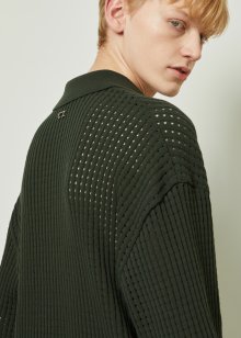 Organic cotton 100% camp collared crochet shirts_Taiga Green