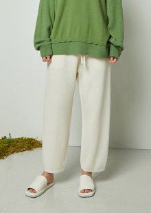 Milano rib oval fit cropped pants_Ivory