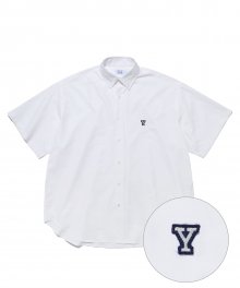 (THE BIG) YALE Y WAPPEN OXFORD SS SHIRT WHITE