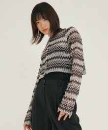 FJD ZIGZAG PATTERN CARDIGAN CHARCOAL