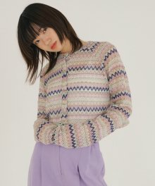 FJD ZIGZAG PATTERN CARDIGAN PURPLE