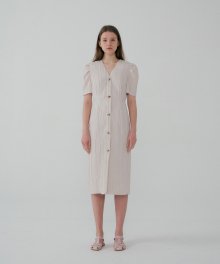 Wrinkle Pleats Button Dress Cream (JWDR2E921CR)