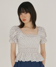 FJD FLORAL PUFF-SLEEVE BLOUSE SKY BLUE