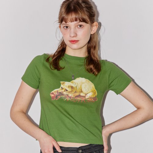 CROP TEE_IRD_OLIVE GREEN