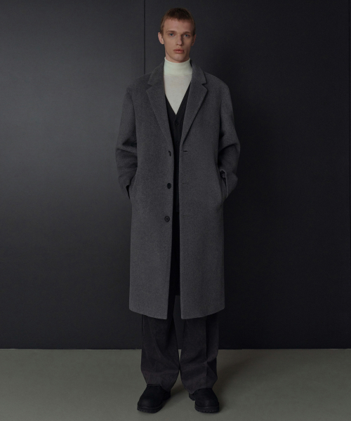 Кашемировое пальто оверсайз однобортное [Medium Grey]