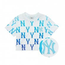 여성 그라데이션 모노그램 크롭 티셔츠 NY (Blue)