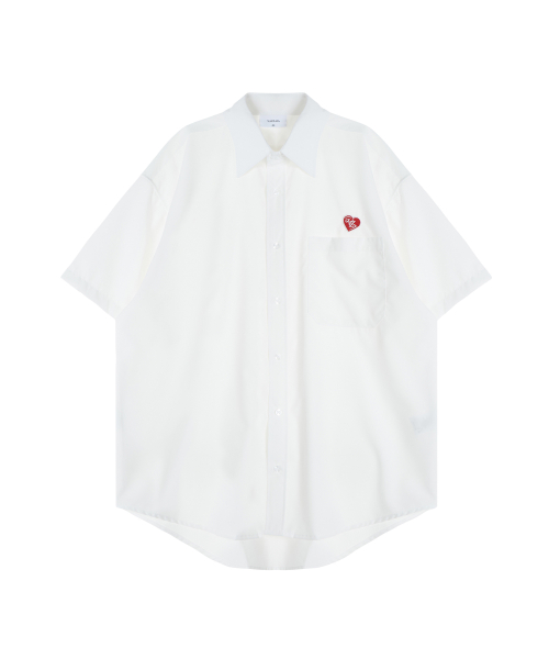 바잘() 하트 로고 실키 오버핏 반팔 셔츠 (2color) 상품 이미지