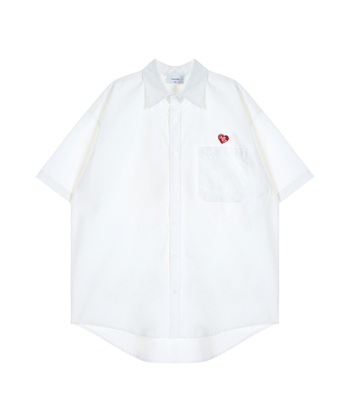 바잘() 하트 로고 옥스포드 오버핏 반팔 셔츠 (3color) 상품 이미지