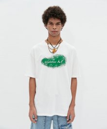 유니섹스 스프레이 로고 프린트 티셔츠 atb758u(WHITE)