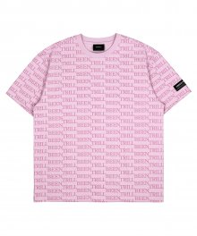 스텝 모노그램 오버핏 반팔 티셔츠(라이트 핑크)