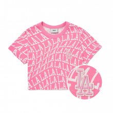 여성 일루젼 올오버 크롭 반팔 티셔츠 LA (Pink)