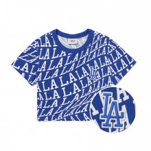 여성 일루젼 올오버 크롭 반팔 티셔츠 LA (Blue)