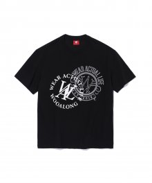 Circular lettering graphic T-shirt - BLACK