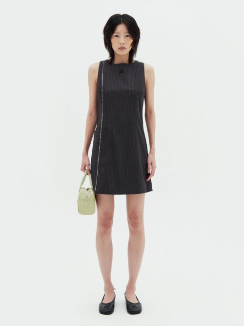 MUSINSA | MATIN KIM RAW DETAIL SLEEVELESS ONE PIECE IN DARK GRAY