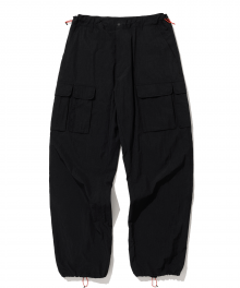 nylon multi pocket pants black