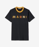 마르니(MARNI) 남성 스트라이프 로고 프린트 반소매 티셔츠 - 블랙 / HUMU0198P7USCT12S1Y65