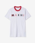 마르니(MARNI) 남성 스트라이프 로고 프린트 반소매 티셔츠 - 화이트 / HUMU0198P7USCT12SLR64