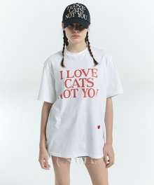 [IBB22UT08WH] I LOVE CAT RED LETTEING T-SHIRTS WHITE