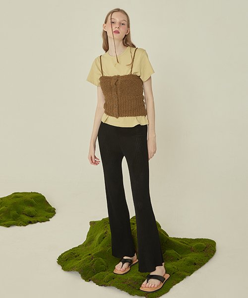 KNIT BOOTCUT PANTS_черный