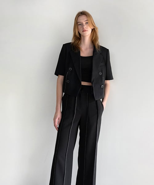 STITCH DOUBLE CROP JK (BLACK)