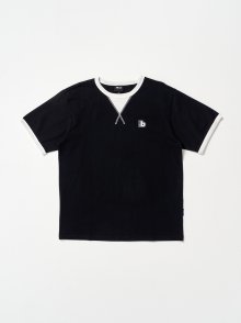 Neck Point Colored Half T-shirts_Black