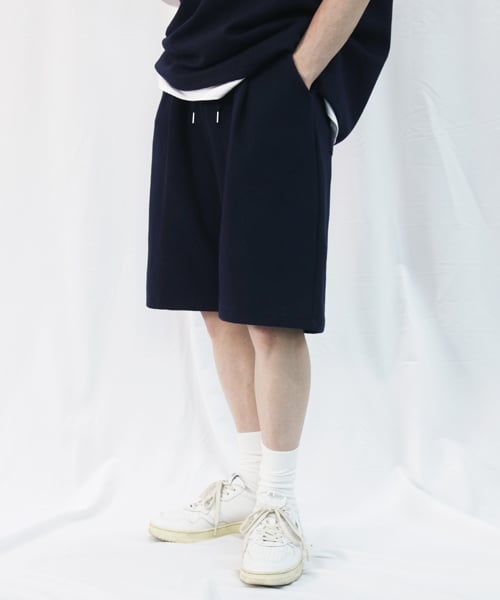 Свободные трикотажные шорты с защипом [Navy]