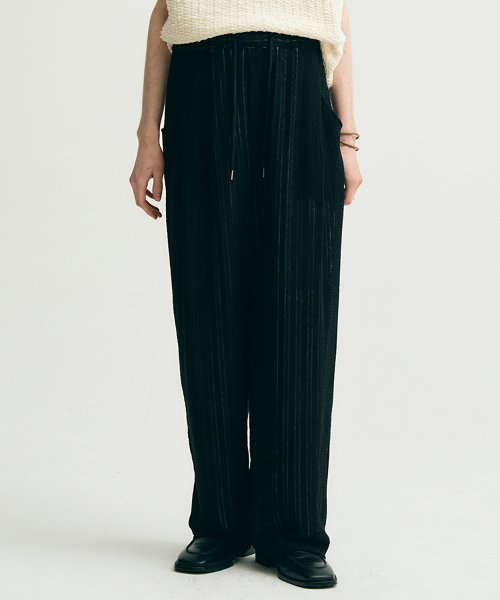 Широкие брюки с защипами и кружевом (Black)