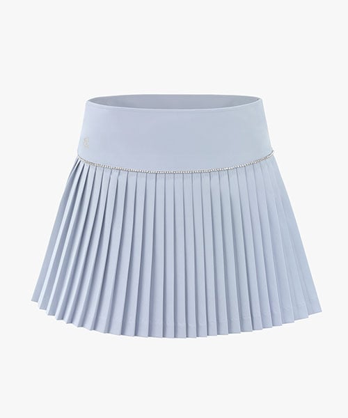 Blue pleated shop flare skirt