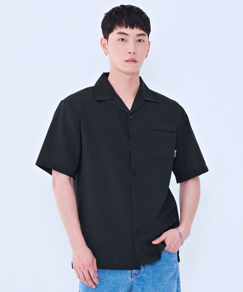 MUSINSA | CHASECULT Men's modern open collar short sleeve shirt-BBRK5519D03