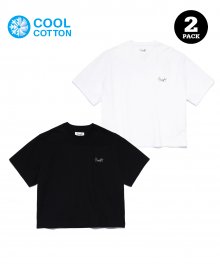 [Coool tee] WOMENS 2PACK CROP SS WHITE / BLACK