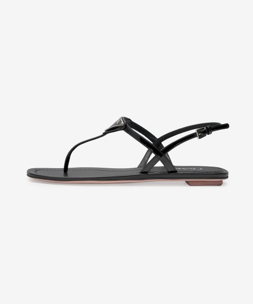 Black leather hot sale flat sandals womens