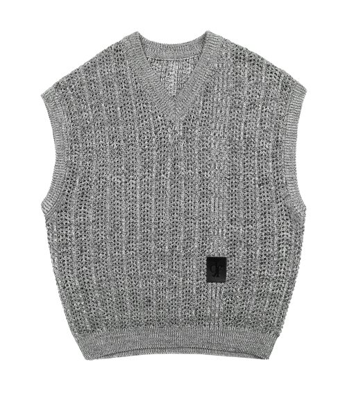 Просвечивающий вязаный жилет рыбака GREY