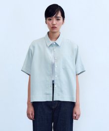 22ss linen standard short shirts(womens) sage green