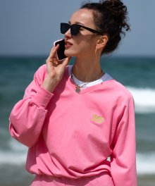 코튼 메쉬 스웻 셔츠-핑크