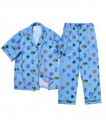 PHYPS® X TIM COMIX PATTERN PAJAMA SS SHIRT + PANTS SET BLUE