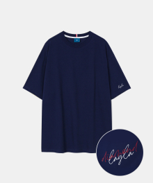 Signature Back Lettering French Short Sleeve T65 Navy