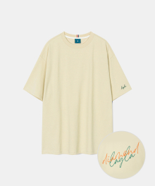 Signature Back Lettering French Short Sleeve T65 Beige