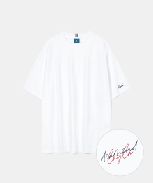 Signature Back Lettering French Short Sleeve T65 White