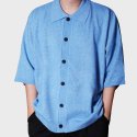 리스펙트(RESPECT) oversize cashlike half knit cardigan (sky blue)