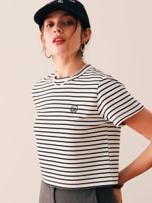 Stripe Crop Half Sleeve T-Shirt