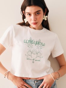 Coloring Crop Half Sleeve T-Shirt white
