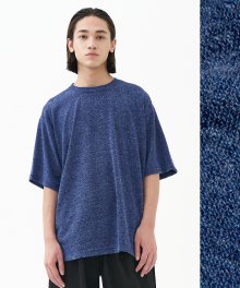 Unbalanced Structure Knit T-Shirt_Blue