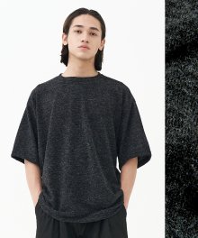 Unbalanced Structure Knit T-Shirt_Black