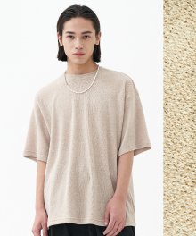 Boucle Knit T-Shirt_Beige