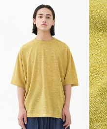 Unbalanced Structure Knit T-Shirt_Mustard