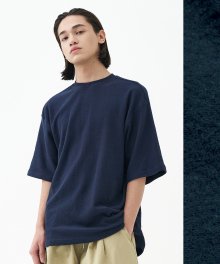 Textured Knit T-Shirt_Navy