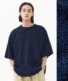 Boucle Knit T-Shirt_Navy