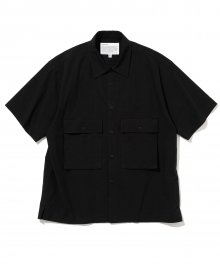 22ss two pocket linen short shirts black